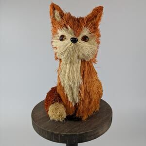 Sisal Straw Fox Fall Decor Bottle Brush Rustic Farmhouse Autumn Charm Accent